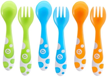 Image de Premières cuillères et fourchettes multicolores, lot de 6